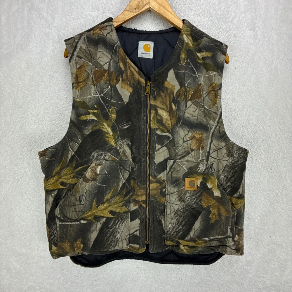 Carhartt Hunting Vest Arctic Quilt Lined Mens Large V20 CMO Camo RealTree‎ READ